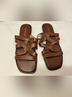NWOT Corello Brown Leather Slide Sandals size 7